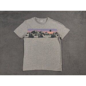 Old Navy Shirt Adult Mens Medium Gray Mountains Sunset Short Sleeve